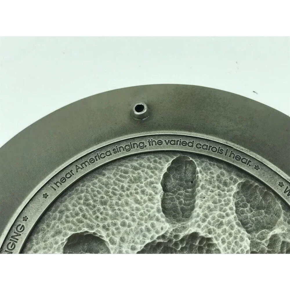 Vintage Schmid~ 6” Pewter Plate 222/6000~I Hear America Singing~ Christmas 1979